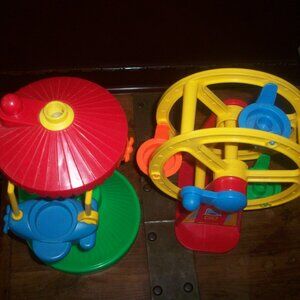 Fisher price Little people fun park vintage 90s amusement Airplane Ride Ferris W